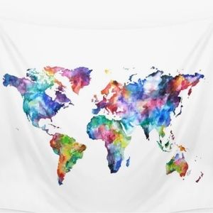🎨🗺️Watercolor World Map Wall Tapestry 🗺️🎨